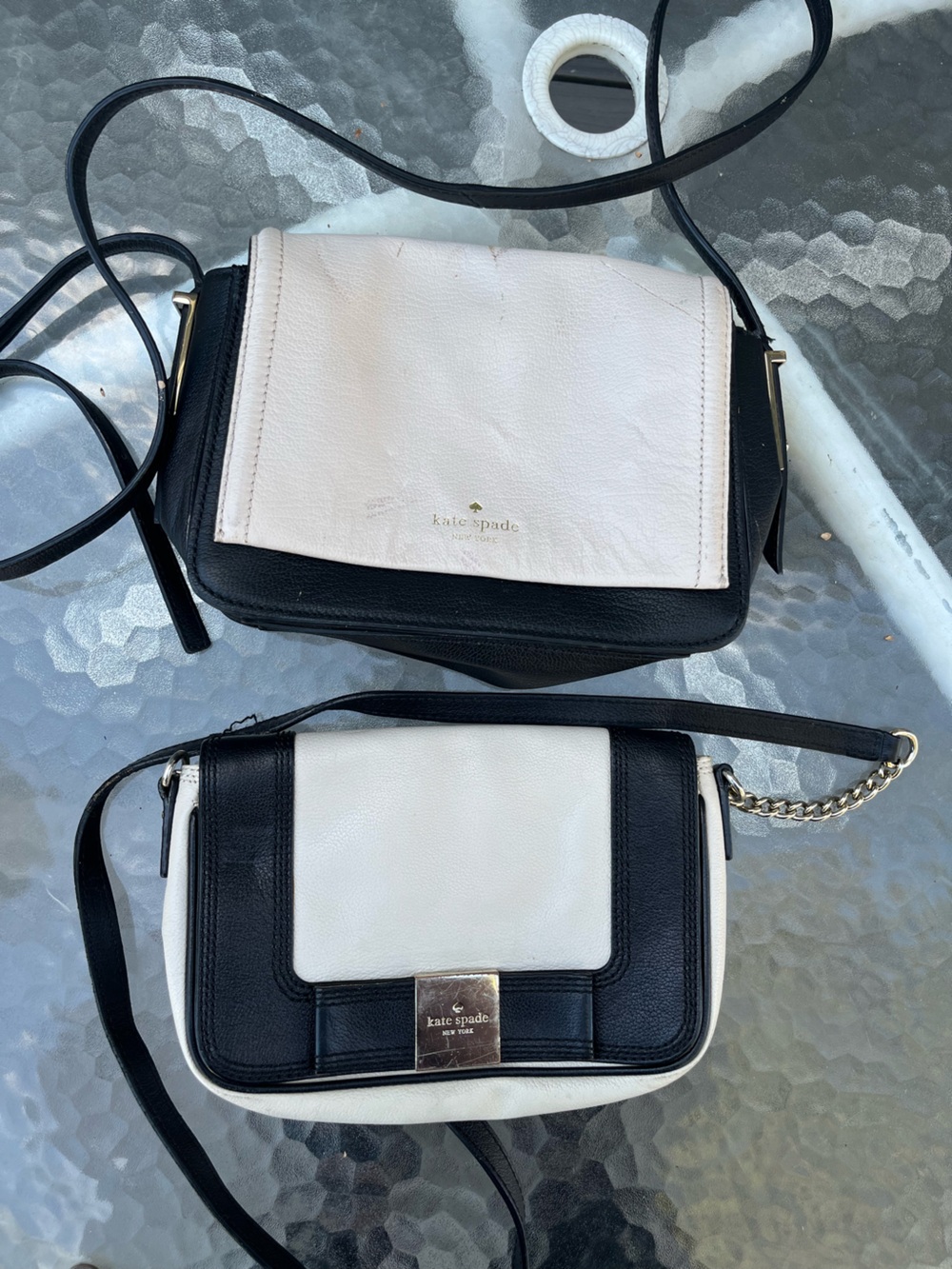 kate spade Black and White Leather Crossbody Duo-Style Bags( project bags)